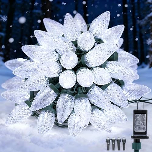 Miniatura 9 de Luces LED C9 de Navidad para exteriores, 33 pies, 50 LED, 8 modos de iluminación, impermeables, conectables, tira de luces de Navidad para Multi