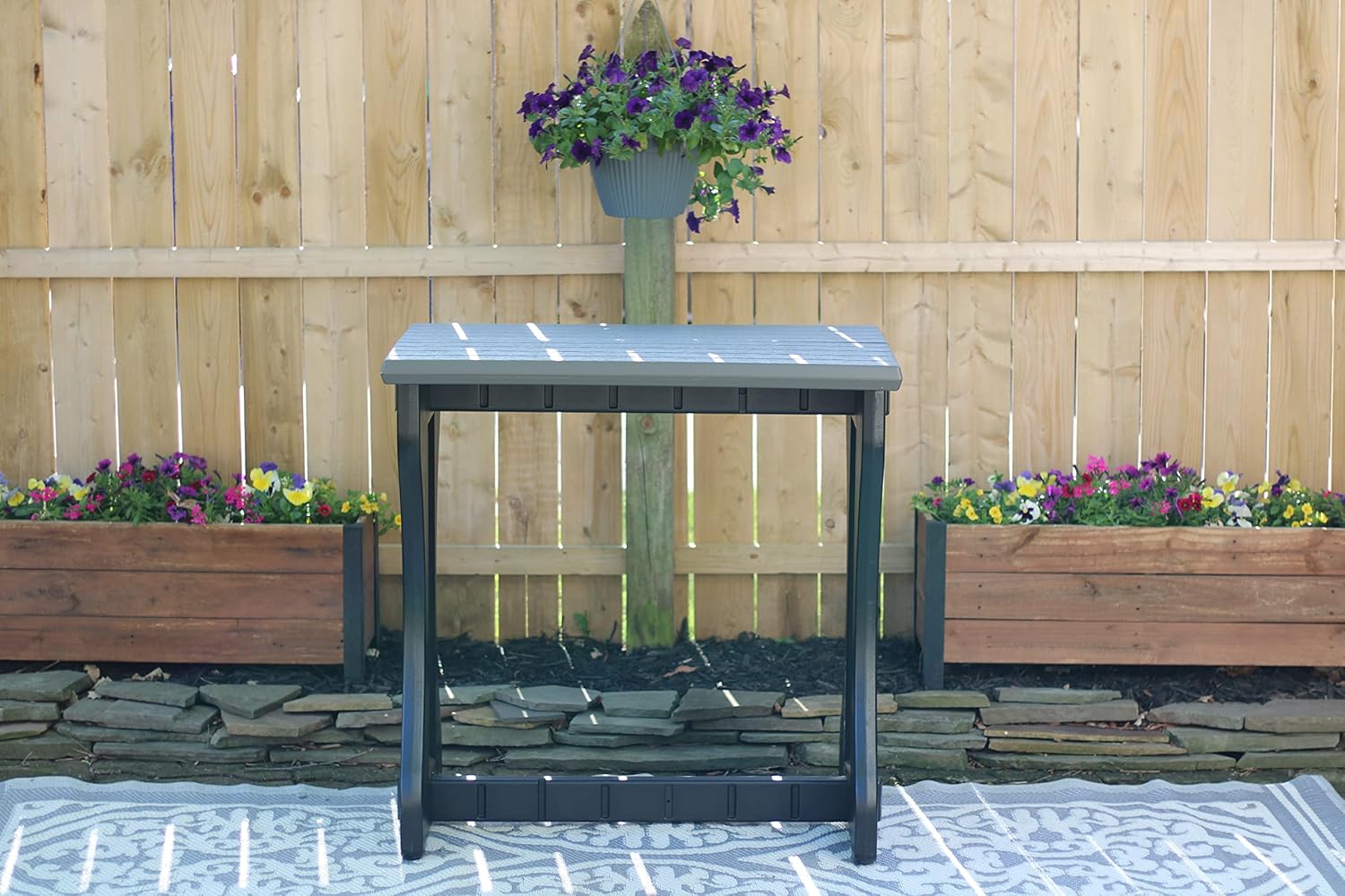 Double Bar Deep Grey Top & Black Base Ideal for Patio Hot Tub Area Backyard Durable WeatherResistant Design Easy Nohardware Assembly Proudly Made in USA