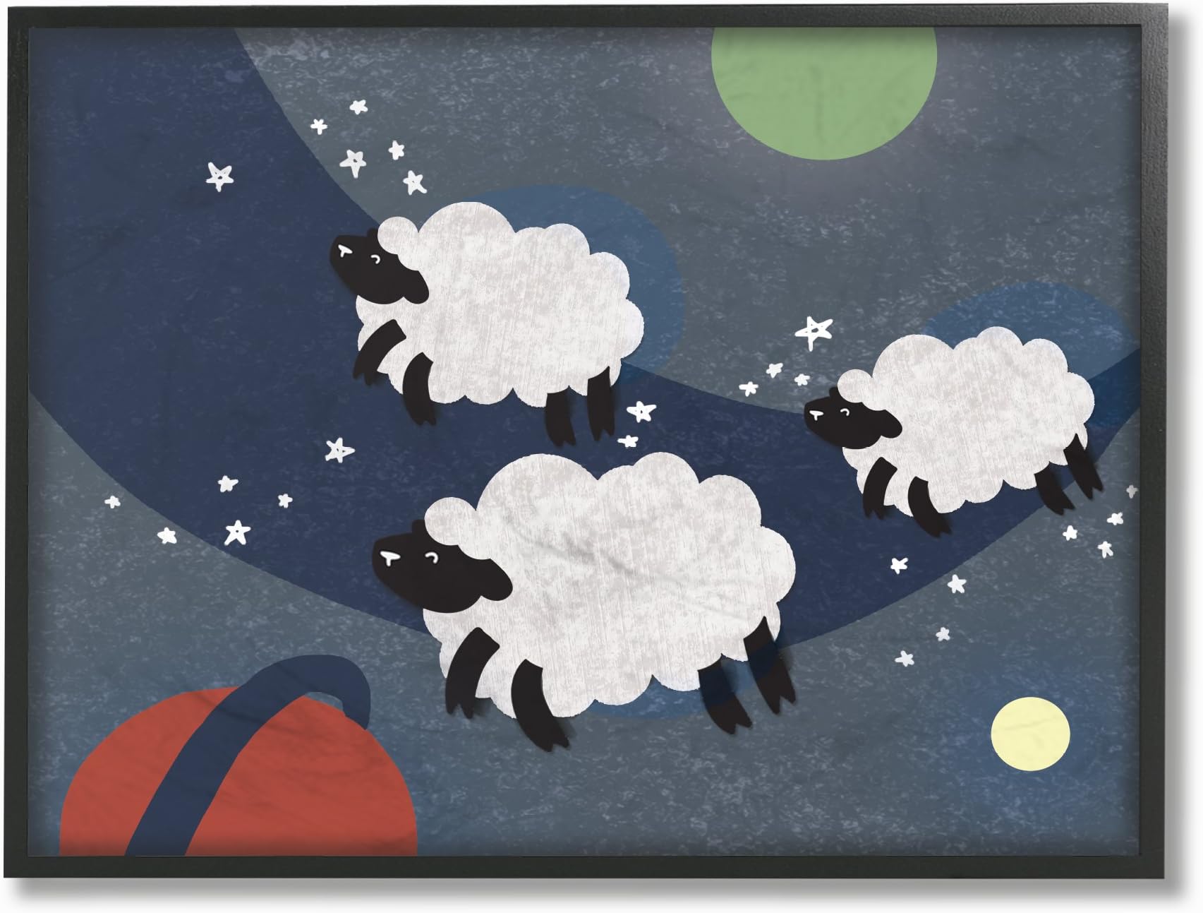 The Stupell Home Decor Collection Sheep in Space Oversized Framed Giclee Texturized Art, MDF Wood, Multi-Colour, 16 x 20