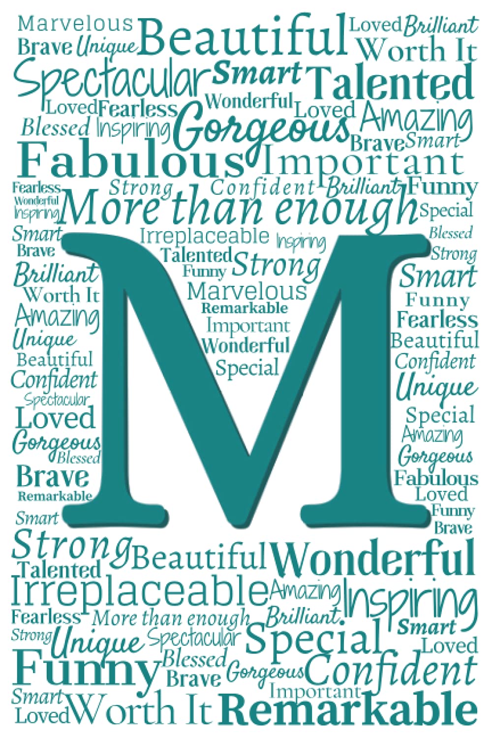 M: Inspirational Monogram Notebook (Teal Initial Word Art Notebooks)