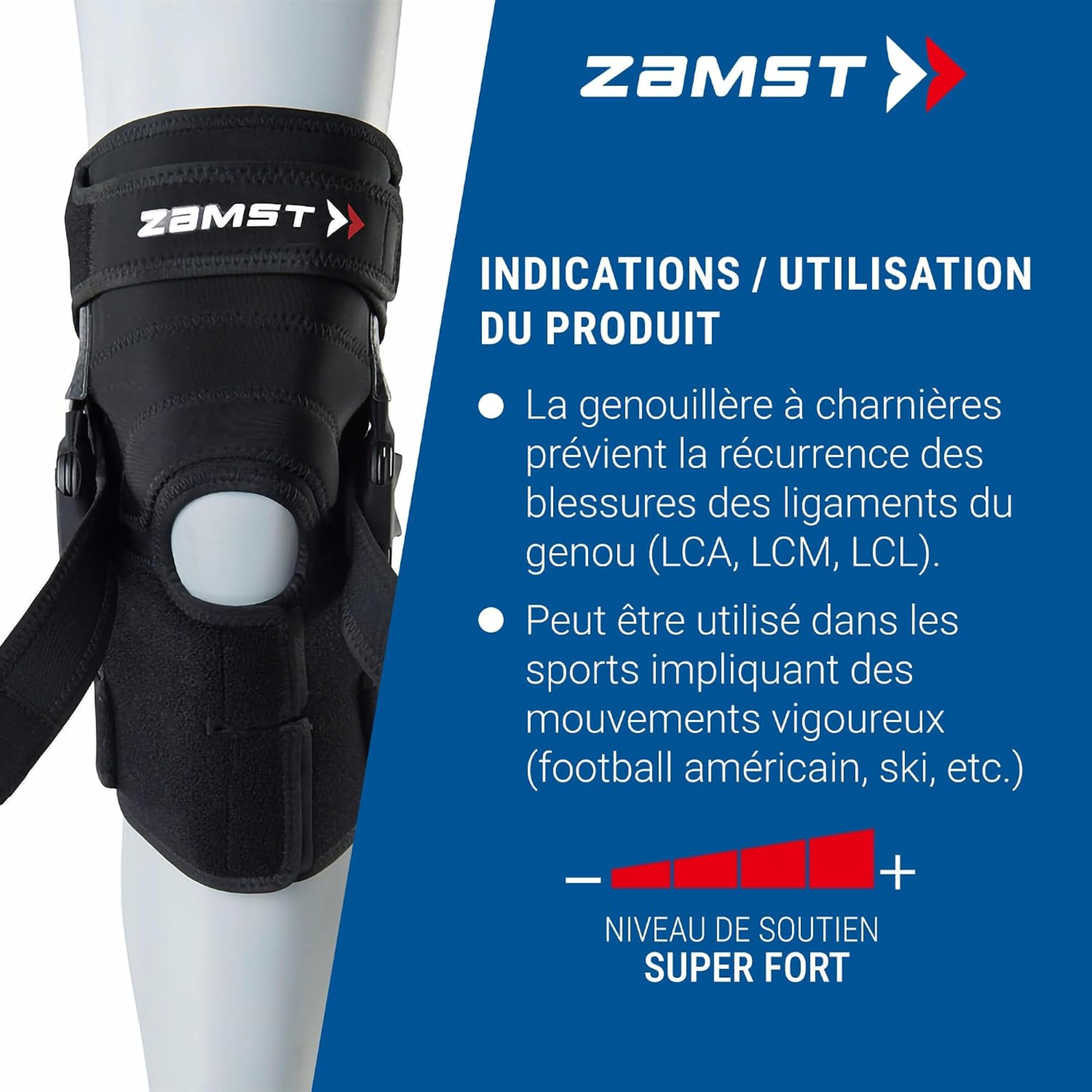 Zamst ZK-X Genouillère de Sport - Genouillère à Compression Extra Forte pour Hommes et Femmes avec Charnières en Aluminium, pour Entorses Modérées à Sévères des Ligaments ACL, MCL et LCL - 3XL