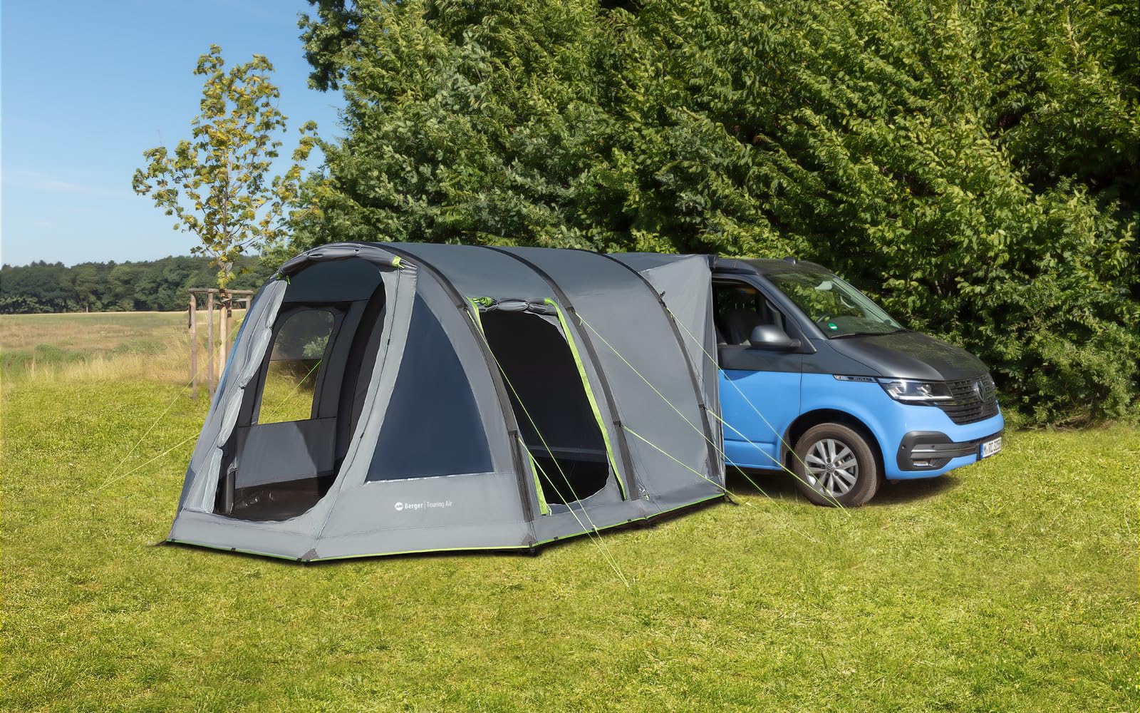 BERGER Busvorzelt Air │Luftzelt Autozelt aufblasbar freistehend Outdoor │Vorzelt Camping für Bus, Van, Auto│Schnellaufbau Zelt inkl. Luftpumpe