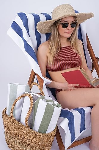 Miniatura 8 de Cotton Paradise, Cabana Stripe - Toallas de playa de 4 unidades, 100% algodón, extra grandes, toallas de natación de gran tamaño, suaves y