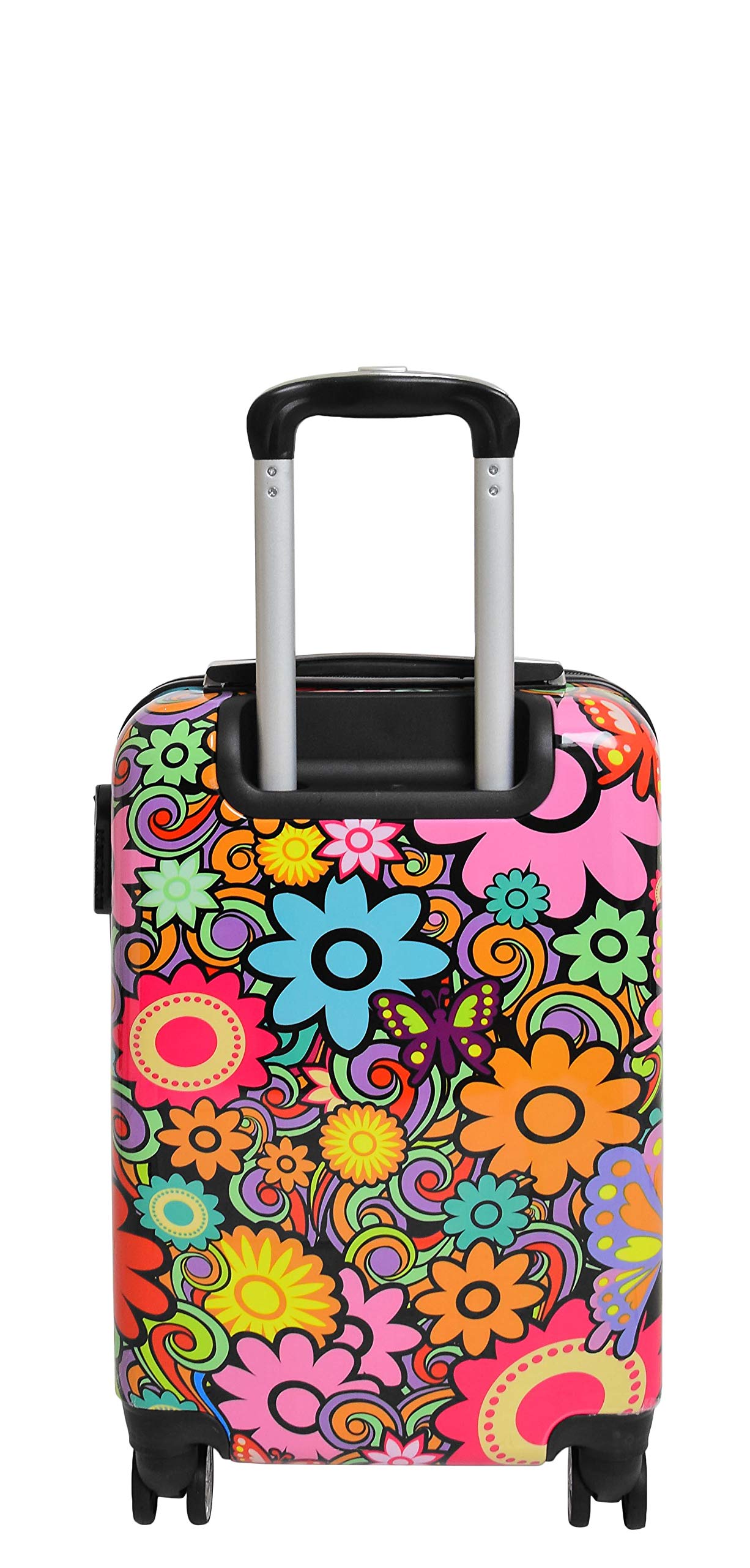 Walizki na 4 kółkach wielokolorowy nadruk kwiatowy PC twarda powłoka bagaż lekkie torby podróżne orchidea, Wielokolorowy, Cabin | 55x36x20cm/ 2.30KG, 36L, walizka