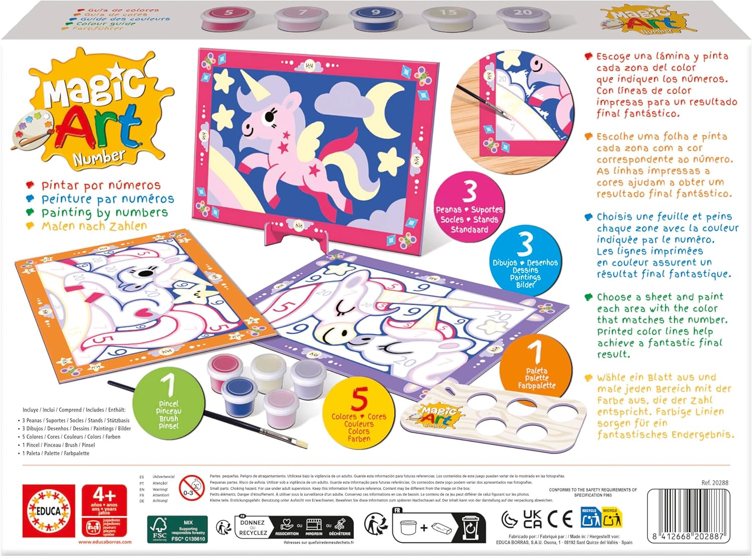 Educa - Magic Art Number Unicorn Numbers | Magic Art Number | Crafts for Children | Recommended for Boys and Girls from 4 5 to 6 Years (20288)
