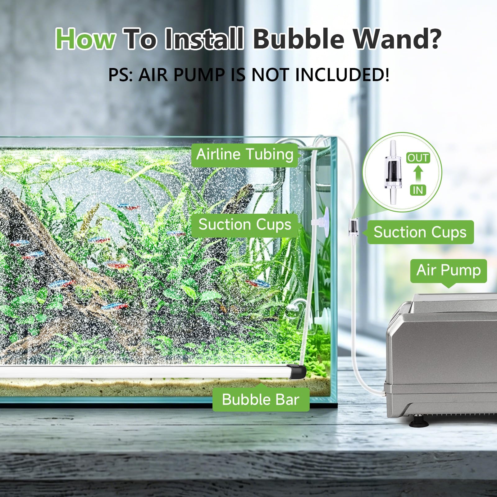 hygger Aquarium Bubbler Bar, Nano Fine Bubble Dual Flow für Aquarien, 89,9 cm