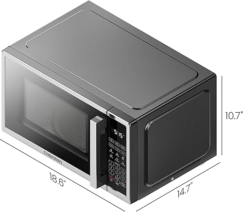 Miniatura 6 de Chefman Horno microondas para encimera, 0.9 pies cúbicos, microondas digital de acero inoxidable de 900 vatios con 6 preajustes, modo ecológico,