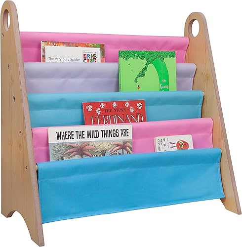 Miniatura 12 de Wildkin Estantería para niños, almacenamiento moderno de madera con 4 estantes y asas de tela, organizador para el hogar o el aula, color blanco