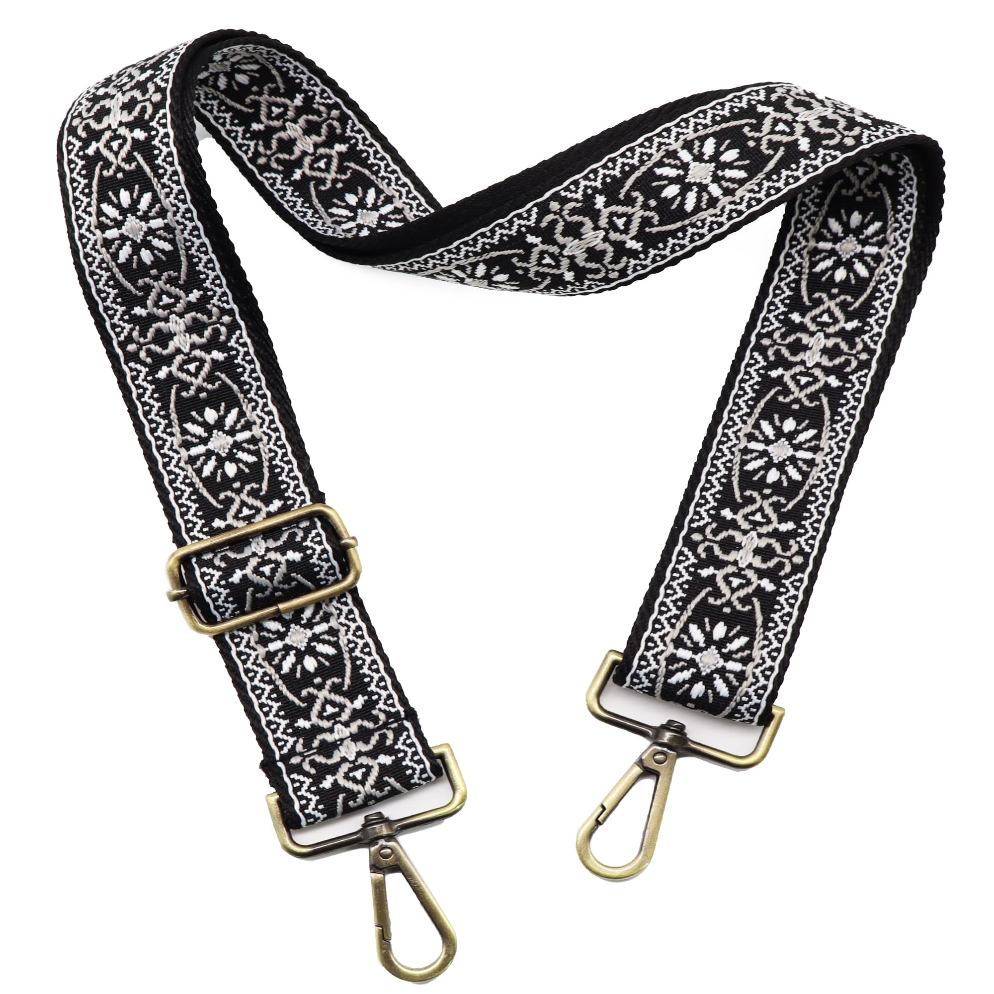 LEMEDE Purse Strap Adjustable Replacement Crossbody Bag Strap Retro Jacquard Embroidery Shoulder Straps for Canvas Bag