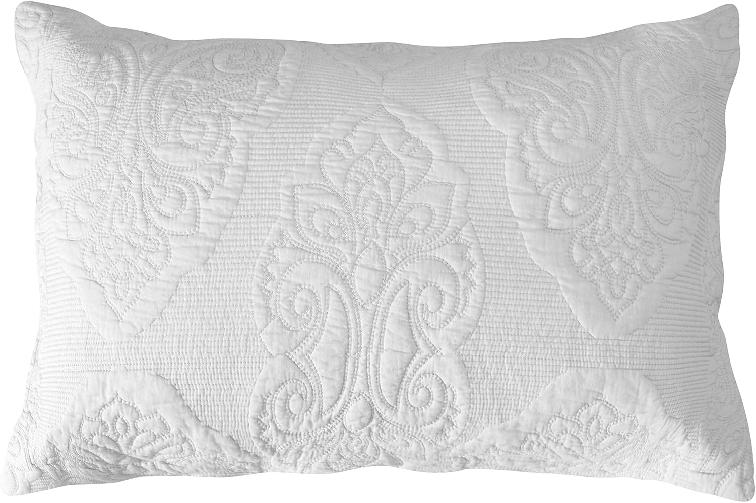 Brandream White Paisley Quilted Pillow Shams Cotton Standard Size Pillow Cases Set of 2 Comfy Soft Decorative Pillow Covers - Image 7