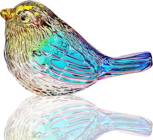 H&D HYALINE & DORA Figura colorida de cristal de 3 pulgadas, pájaros de vidrio soplado en miniatura, regalos para amantes de las aves, mujeres,