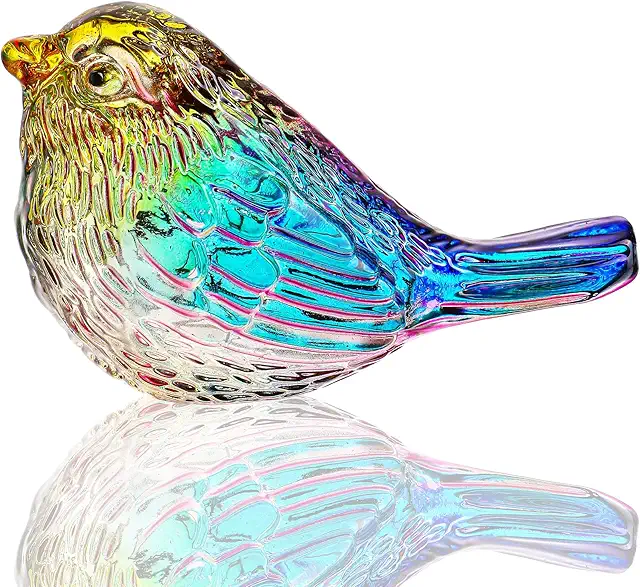 H&D Colorful Glass Bird Figurine - Handmade Crystal Animal Collectible