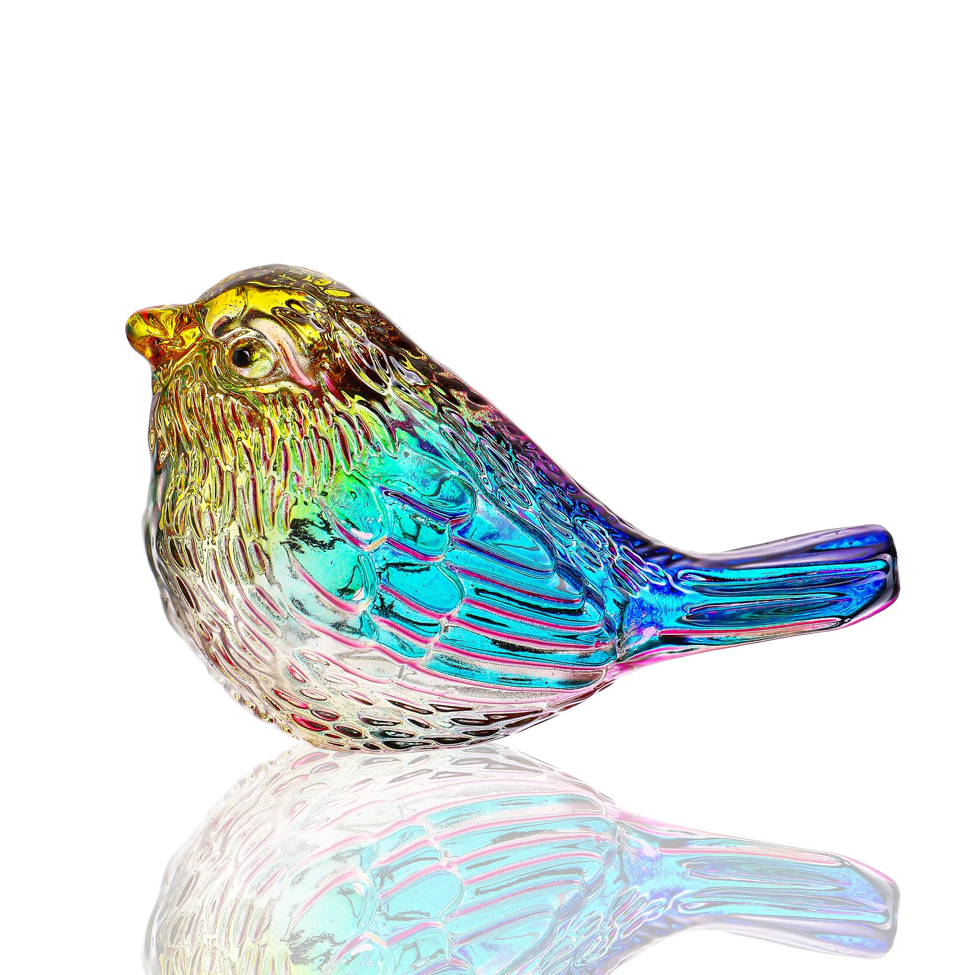 H&D HYALINE & DORA 3" Colorful Glass Bird Figurine Miniature Blown Glass Birds Bird Gifts for Bird Lovers Women Men Animals Collectible Figurines for Desk Table Decor