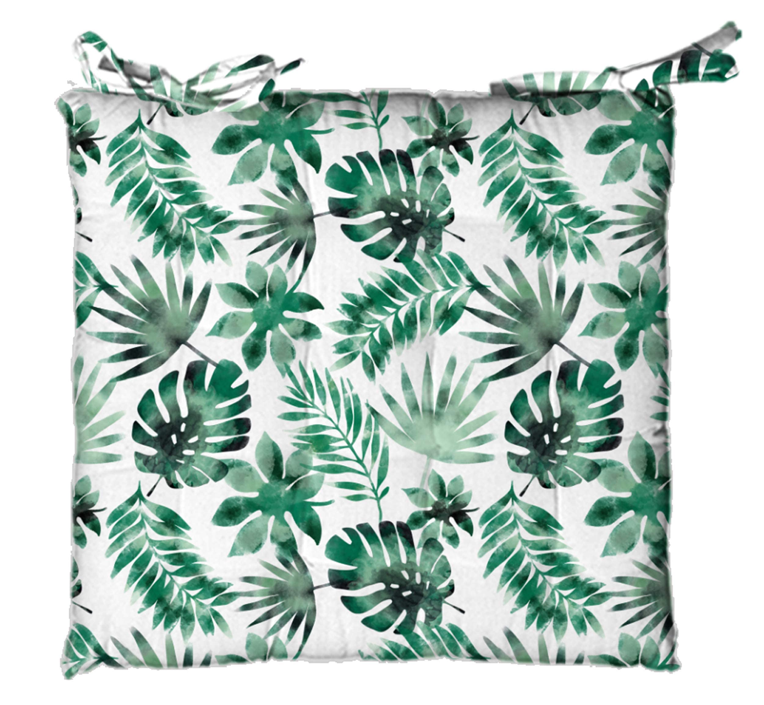 Oasis Home Collection Cotton Shell with Mixed Fiber Filled Printed Chair Cushion - Big Leaf (Pack of 1)