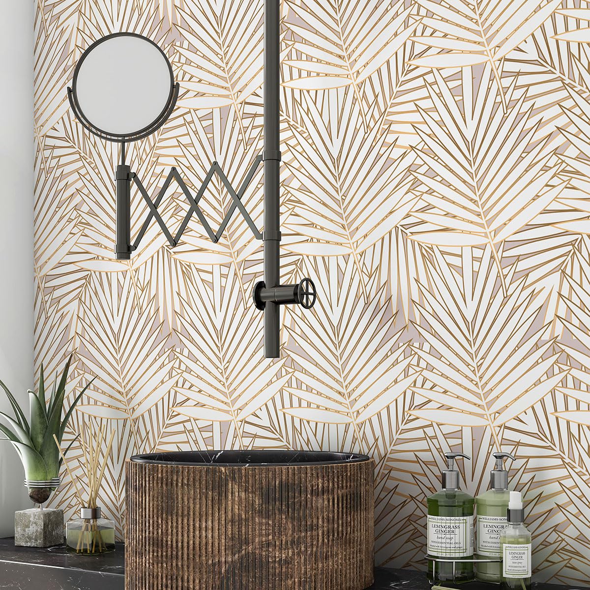 Adesivo adesivo per bagno, motivo foglie tropicali 3617689811819, adesivo + protezione opaca, 90 x 90 cm