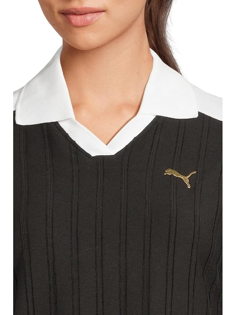 Black PUMA T7 Relaxed Long Sleeve Polo