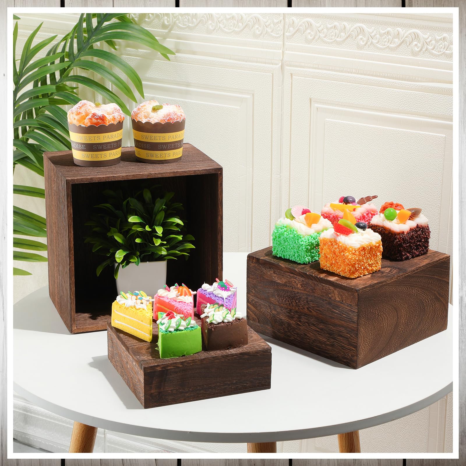 Snapklik.com : Barydat 6 Pcs Wood Display Risers Rustic Cupcake Stand ...