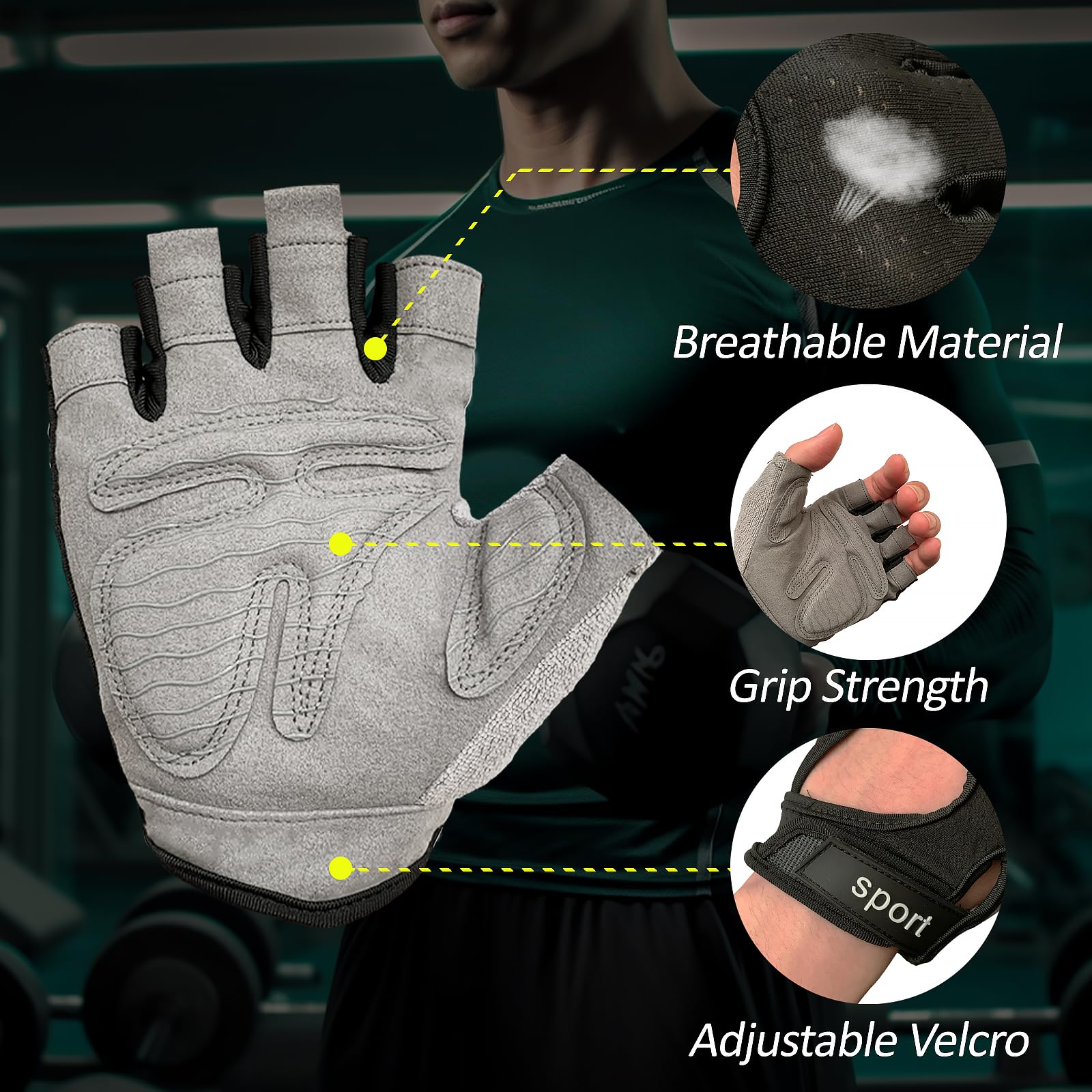 Guanti Da Palestra Uomo/Donna | Antiscivolo E Traspiranti | Per Sollevamento Pesi, Ciclismo, Fitness - Foto 10