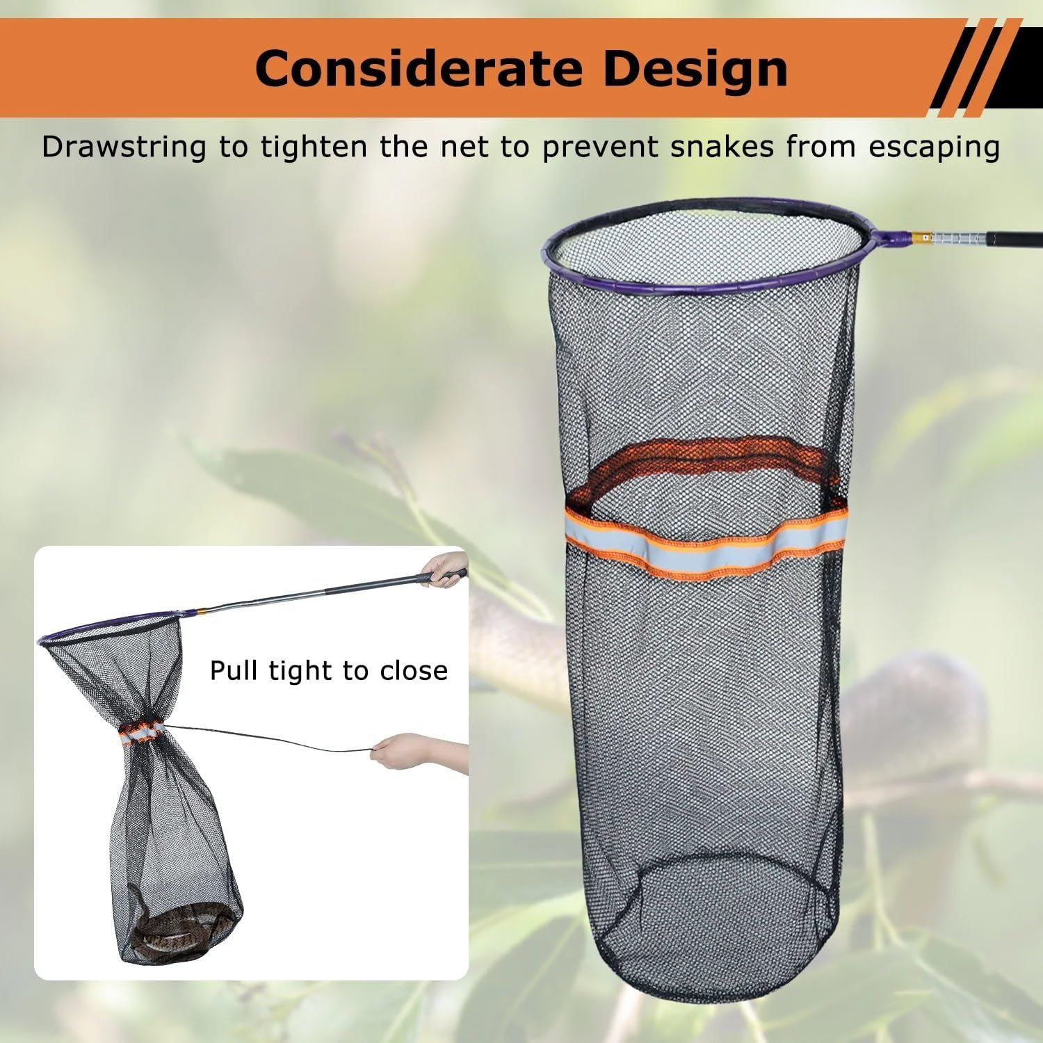 Snake Catcher Net, Rattlesnake Grabber Hnadling Tool, Reptile Catch Telescopic Pole Stick, Rattle Snake Removing and Catching Picke Extends to 59 Inches