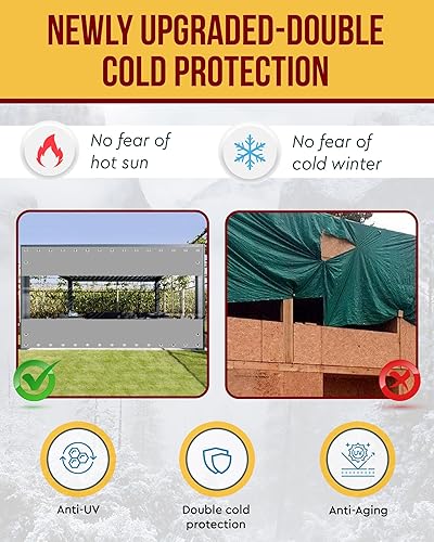 Miniatura 6 de FoundGo - Cortinas de vinilo de 3.05m x 2.13m para patio 19oz, lona de vinilo transparente para patio al aire libre, lona resistente transparente