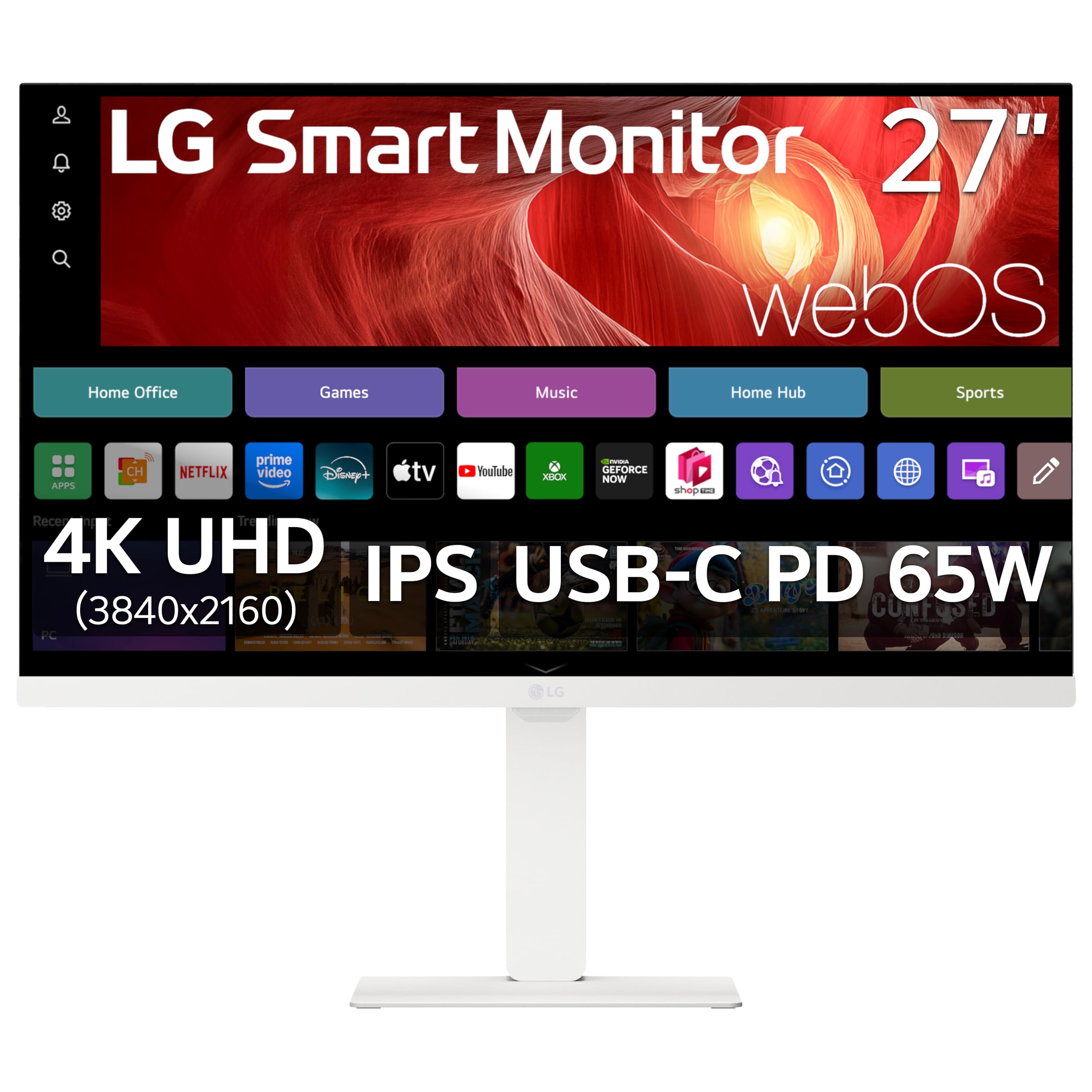 LG 27U730SA-W 27-Inch Smart 4K UHD 3840 x 2160 IPS Computer Monitor HDR10 Built-in Speaker Screen Share Bluetooth