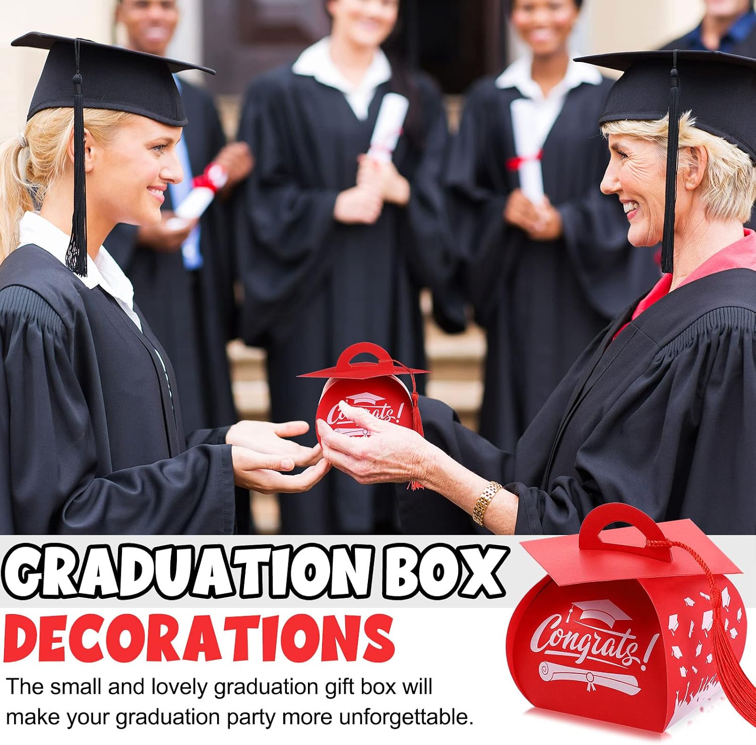 TaoBary 30 Pieces Graduation Cap Candy Box 2026 Graduation Prom Boxes Party Favors Treat with Tassel Centerpieces for Tables Decorations Grad Party Supplies(Red)