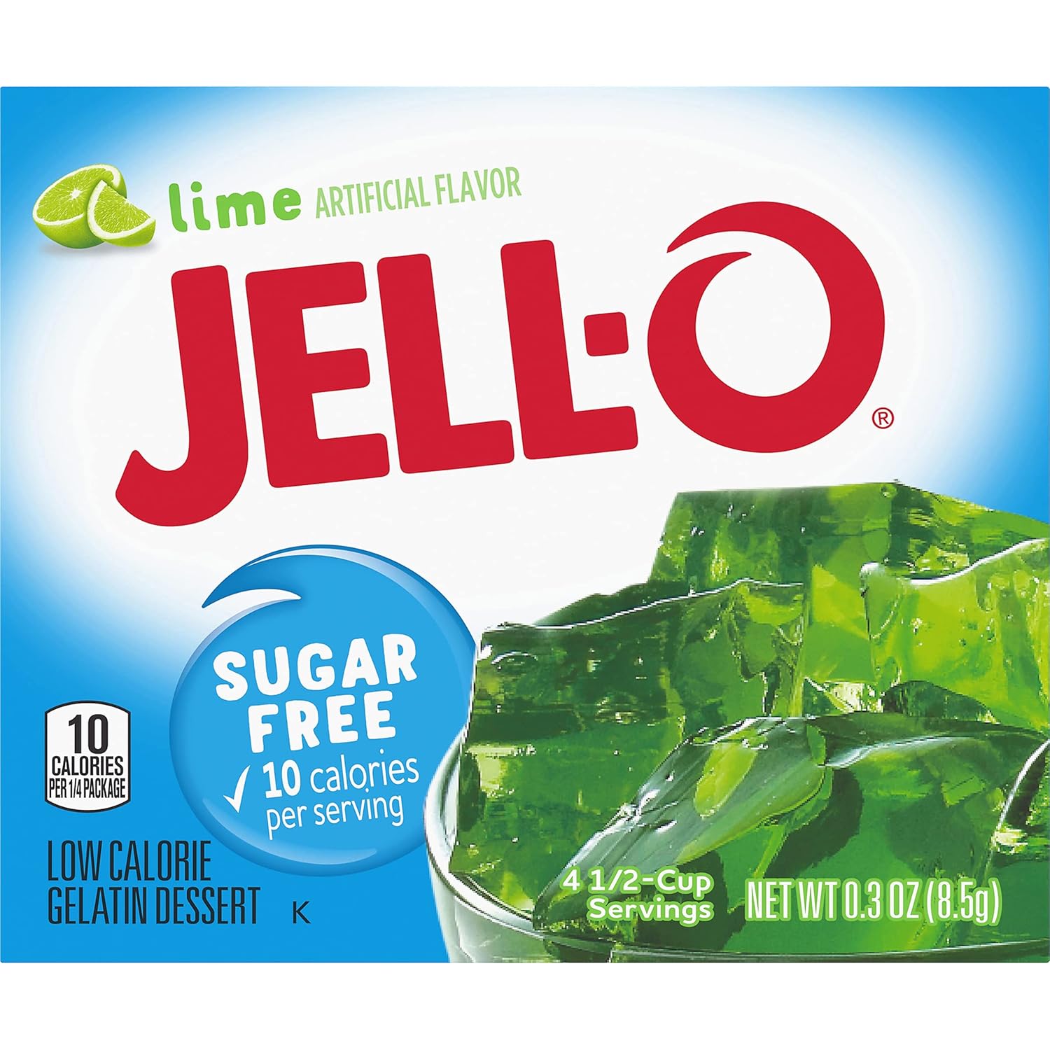 Jell-O Lime Sugar-Free Gelatin Mix 0.3 oz Boxes, Pack of 6