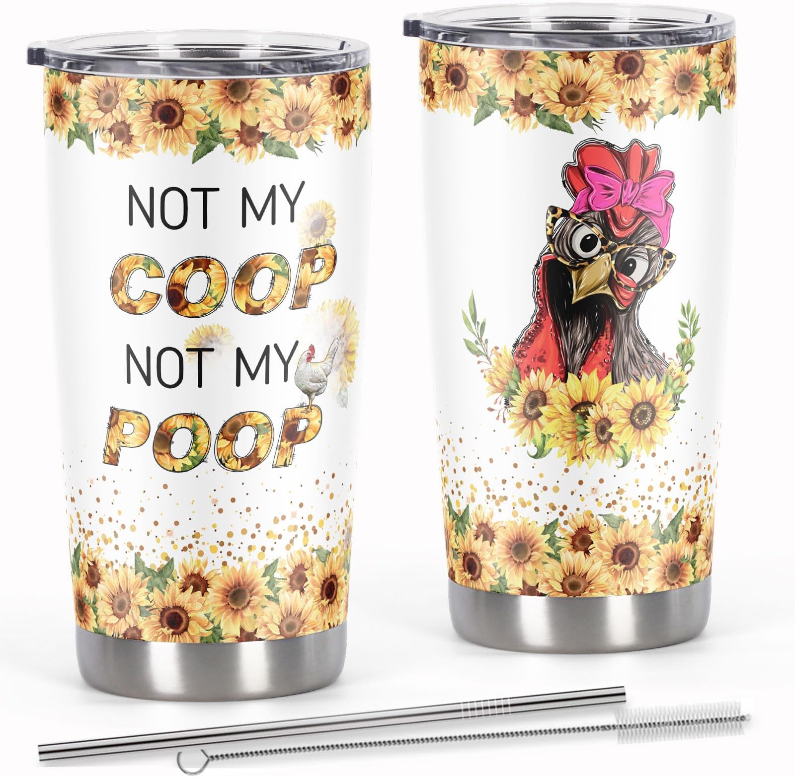 CosicticChicken Cup, Not My Coop Not My Problem 20 Oz Travel Tumbler, Gift for Chicken Lover Chicken Owner Chicken Lady Chicken Mama