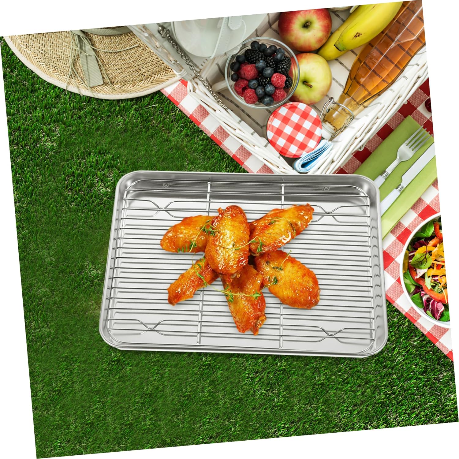 DOITOOL 2 turkey roasting rack turkey roaster cooling rack pan Baking Tray Toaster cake cooling rack stainless steel roaster baking trays rectangular tray cake platter bbq grill suite oven