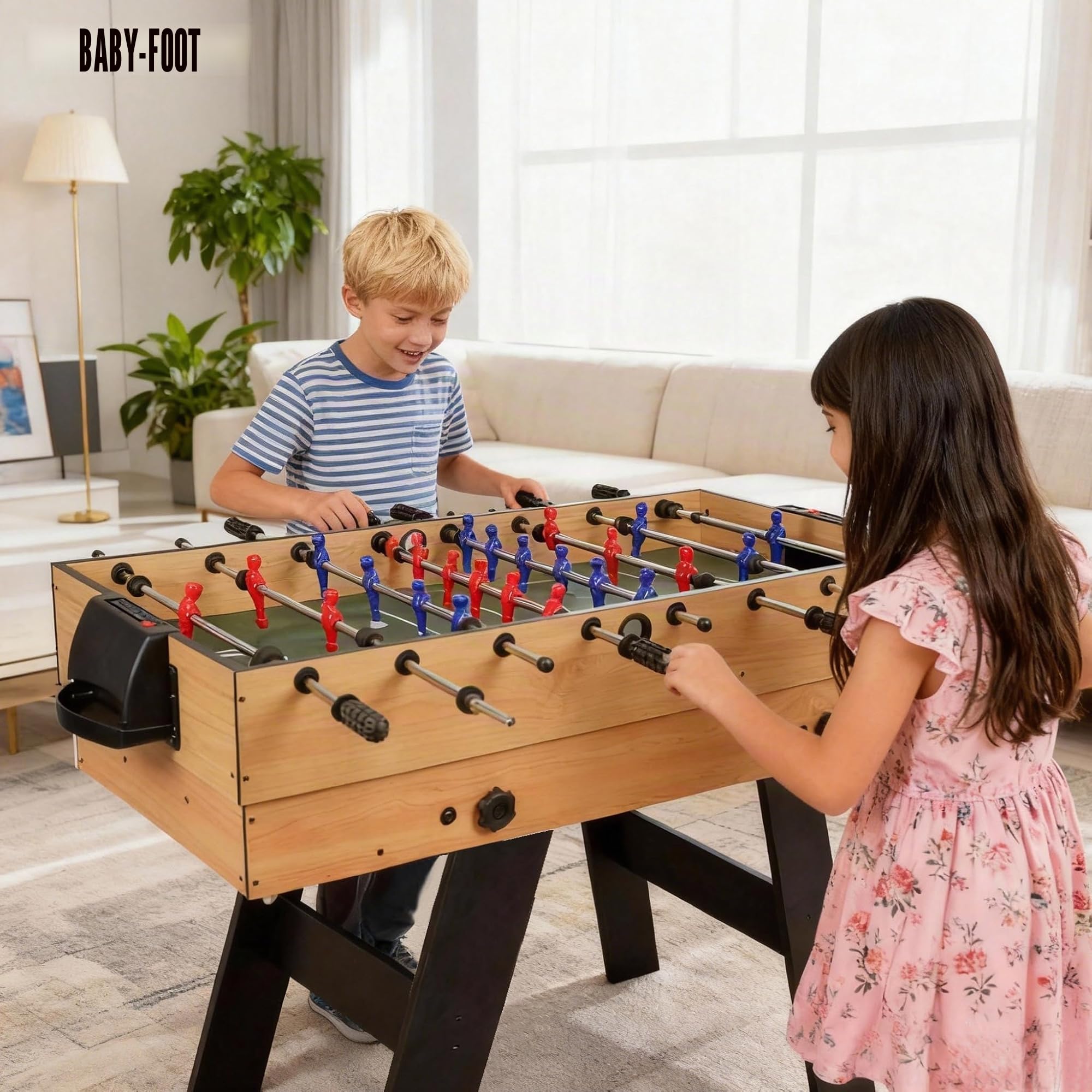 4FT Multifonction 10 en 1, Table combinée Baby-foot, Billard, Ping-pong, Hockey avec accessoires, Pieds pliables verticaux
