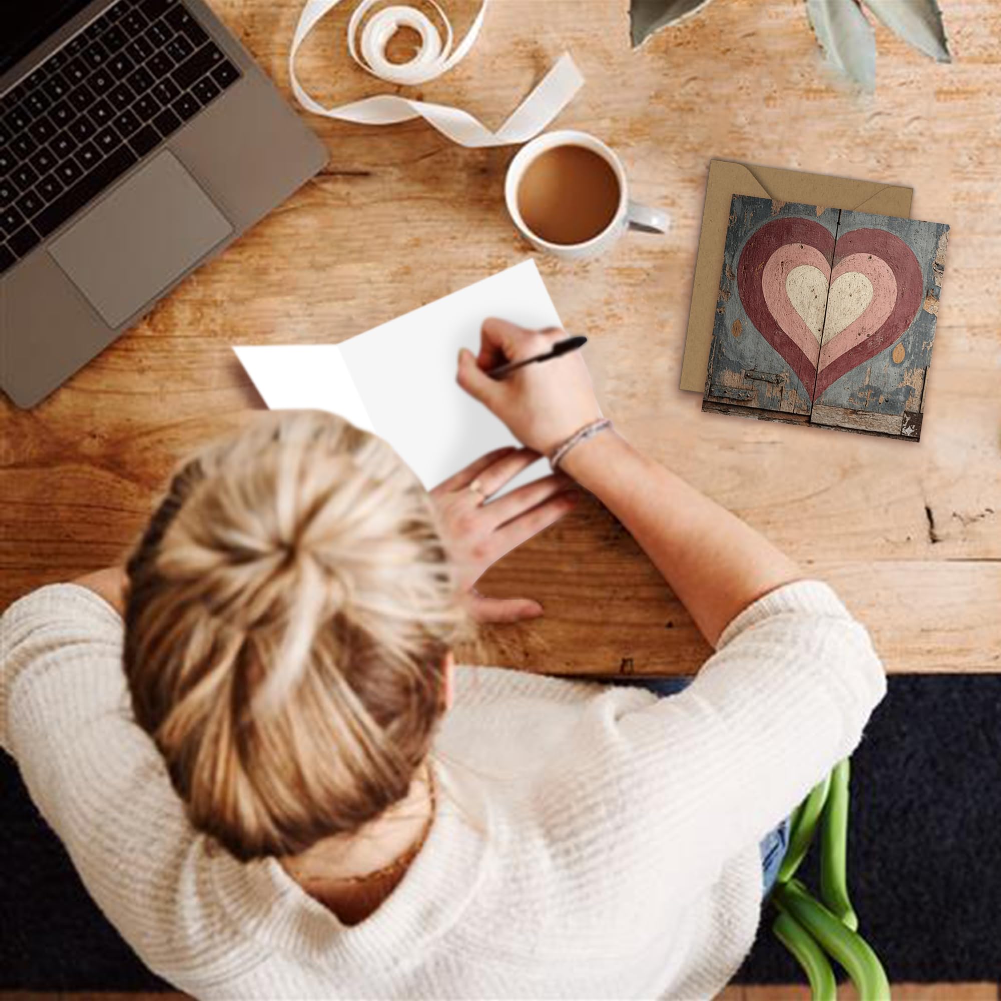 Image secondaire de Carte de Saint-Valentin Cœur Pastel avec Enveloppe Kraft - 15 x 15 cm