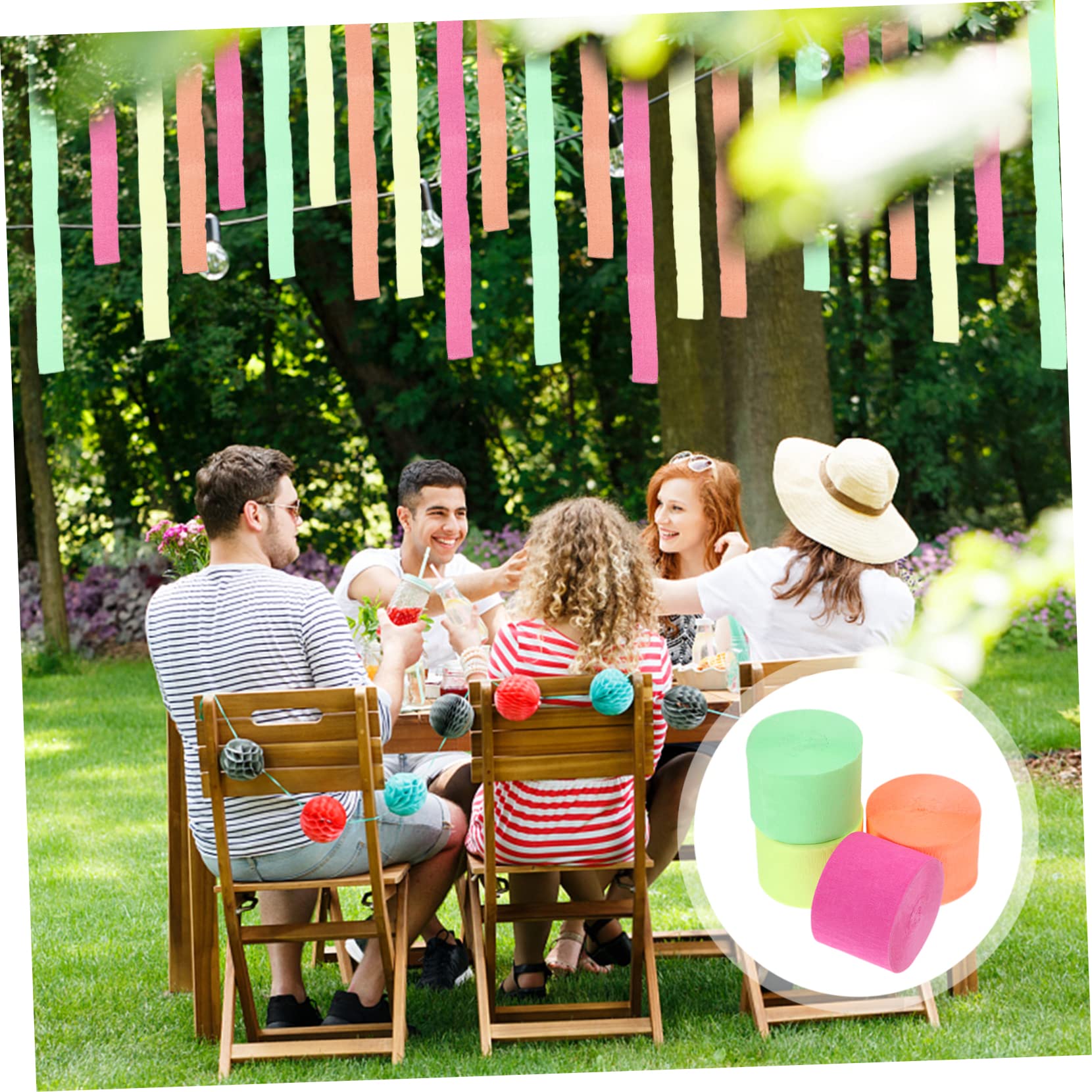 HAWILLOSCH 3sets Streamers Birthday Decor Crepe Paper Roll Neon Party Decorations Glow in The Dark Party Streamers 4rolls*3