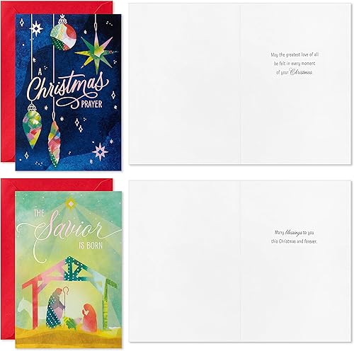 Miniatura 5 de Hallmark - Surtido de tarjetas de Navidad religiosas en caja, Star of Wonder (36 tarjetas y sobres) rosa, azul, amarillo, verde, naranja