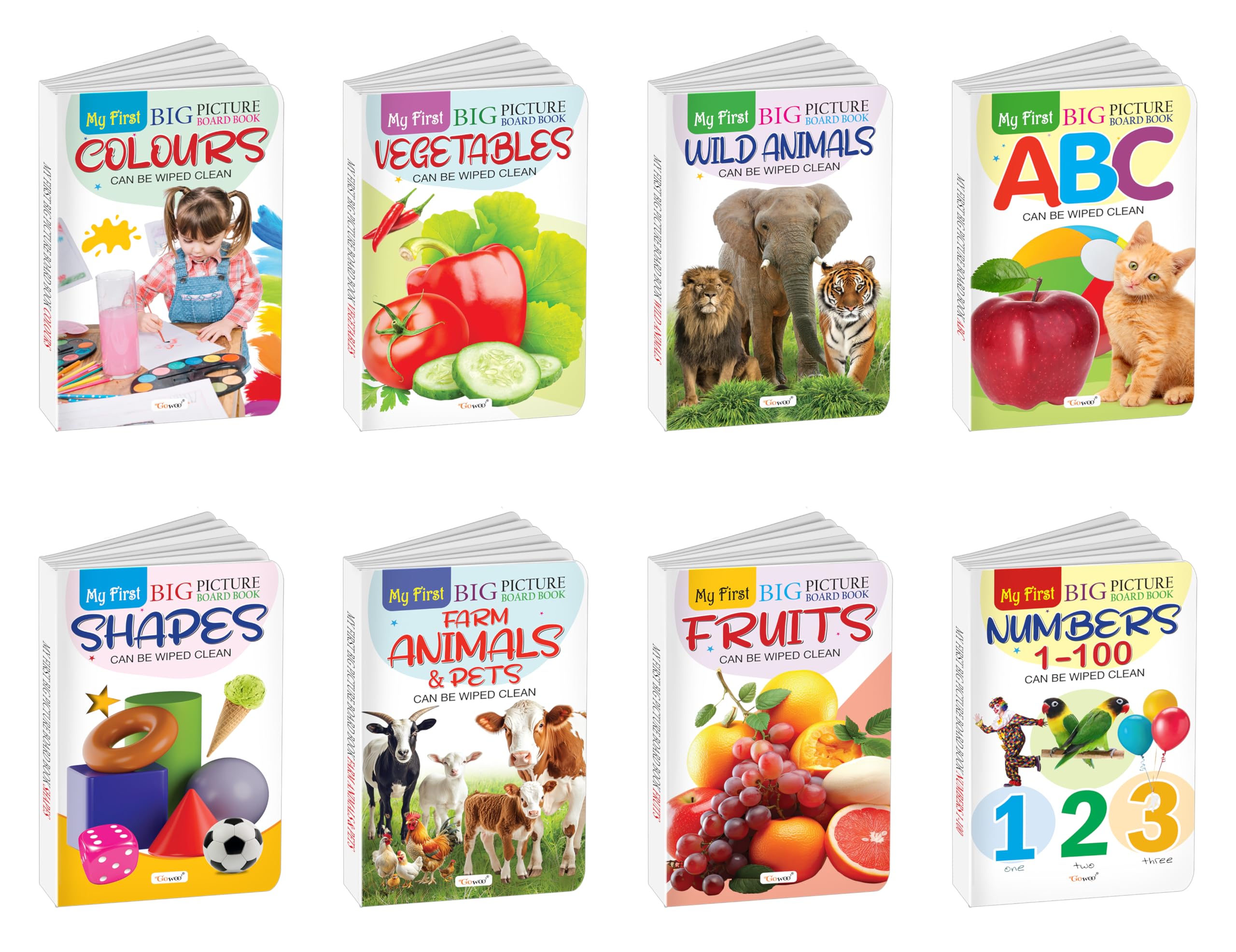 - My First Big Picture Board Book ABC, Numbers 1-100, Fruits, Vegetables and more : Knowledgeable books for children, Interactive board books for toddlers | Pack of 8 board books