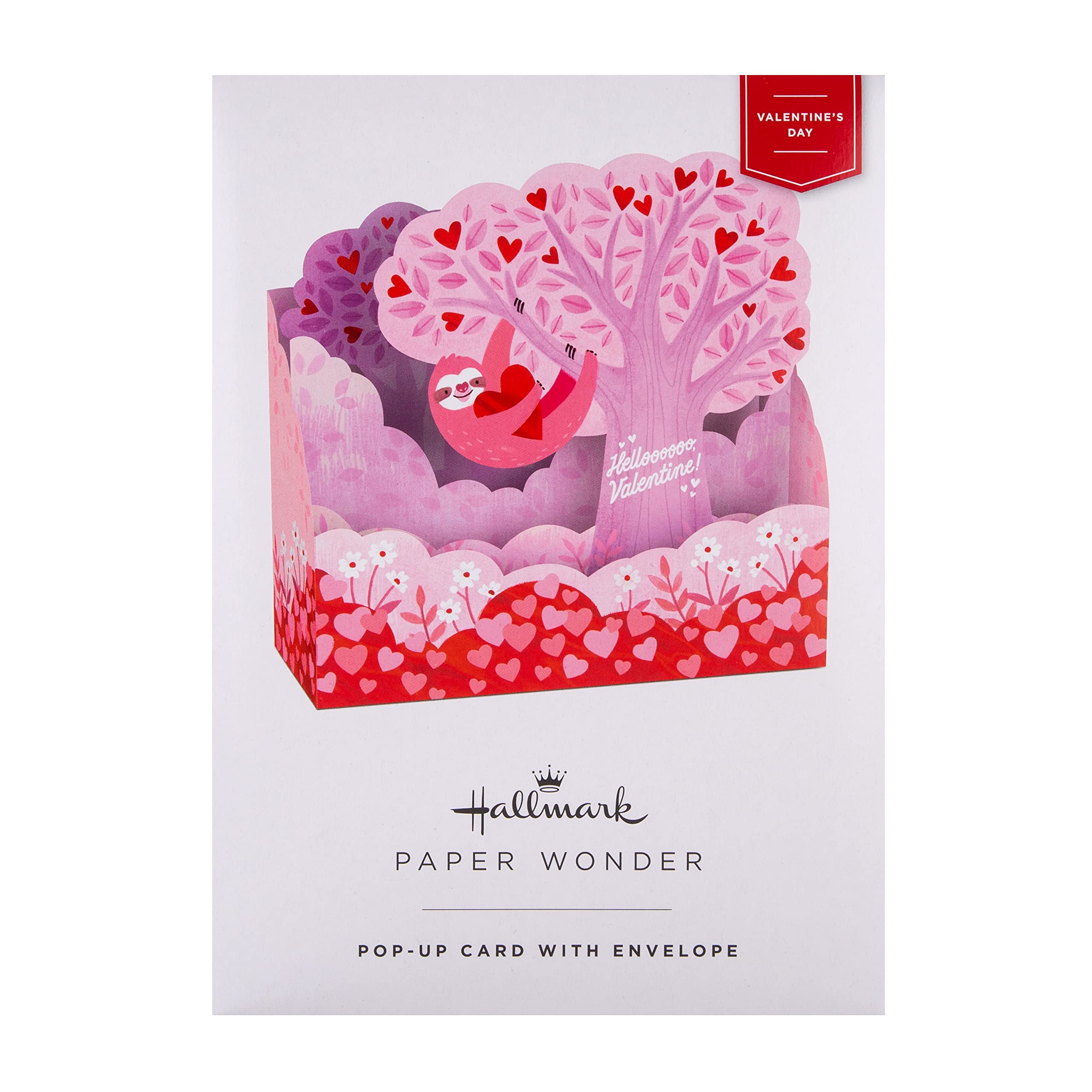 Hallmark Kartka walentynkowa Pop Up - papier cudowny leniwiec wzór różowy 25565669