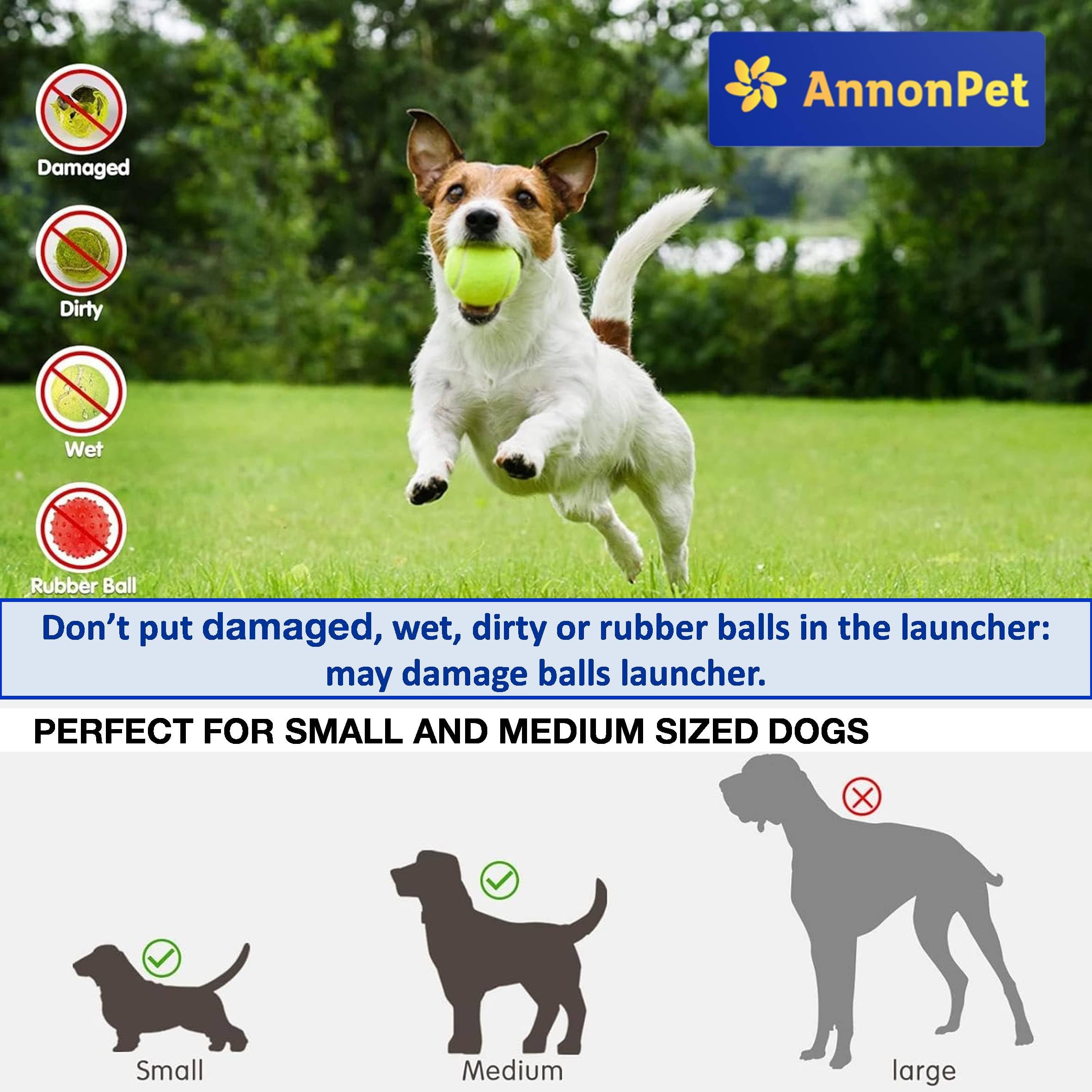 Automatische Bälle für Hunde mit einstellbaren Entfernungen 3/6/9 m, USB-Aufladung, Lithium-Akku 2200 mAh, inklusive 3 Tennisbällen – Spaß und Training für Ihren Hund