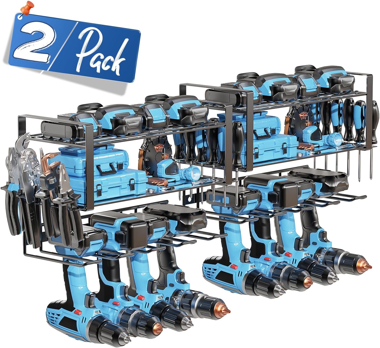 Spaclear Power Tool Organizer Wall Mounted Rack with 6