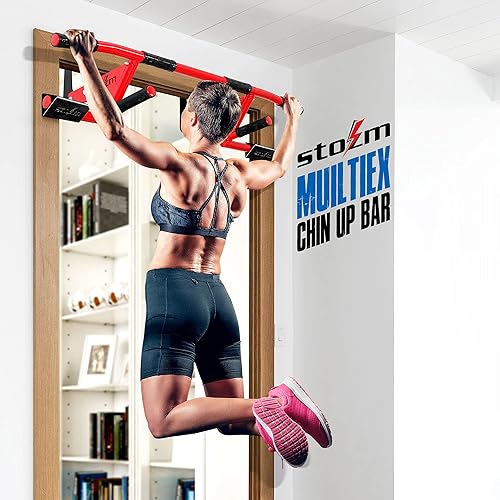 Miniatura 2 de STOZM MultiEx - Barra de barbilla para puerta con múltiples opciones de color, capacidad de empuje, posiciones de agarre protegidas por TPE,