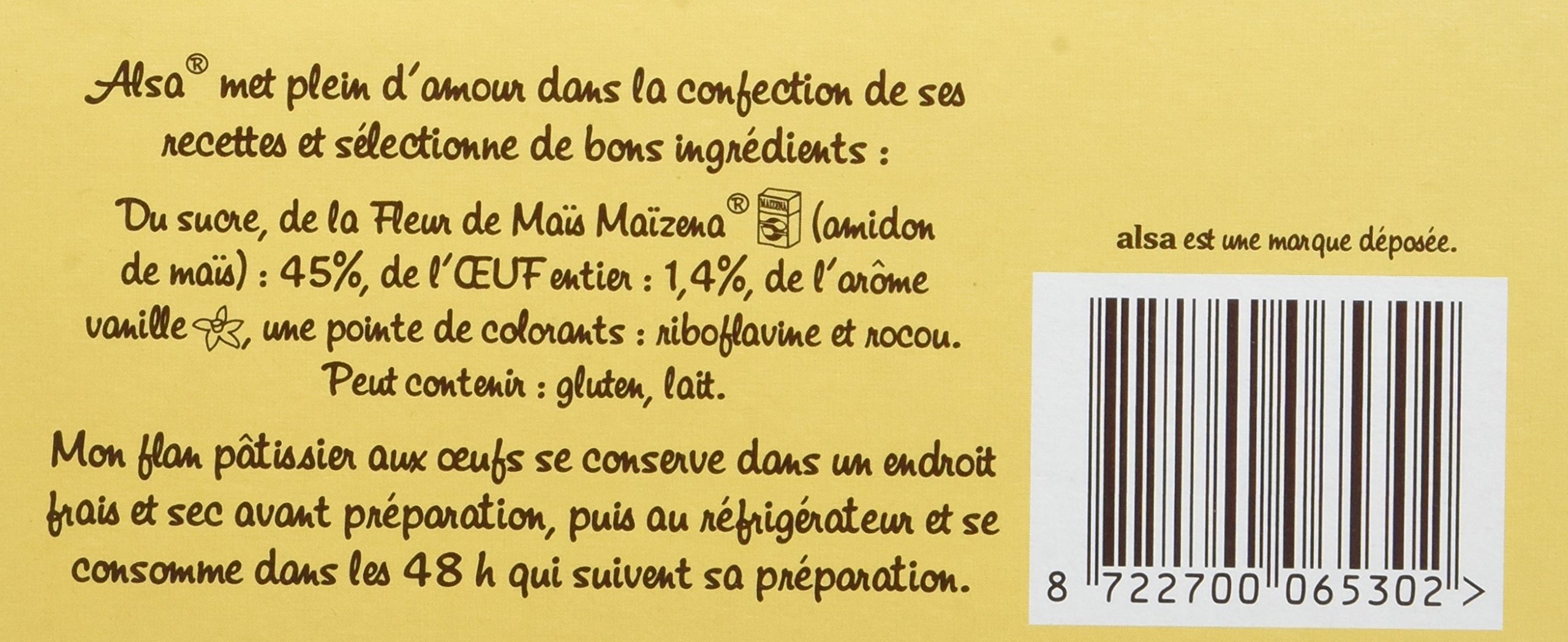 Alsa Préparation Flan Pâtissier aux Œufs 2 Sachets 720g - Lot de 3