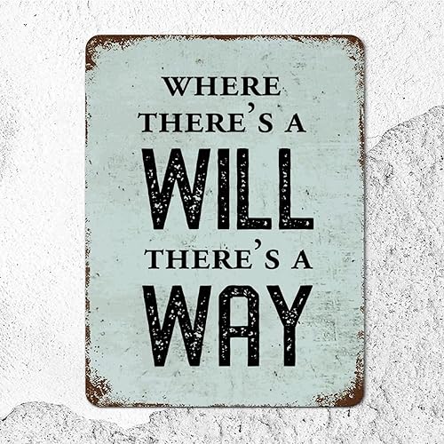 Miniatura 5 de Letreros de metal vintage elegantes de 12 x 16 pulgadas, con citas positivas de «Where There's a Will There's a Way», de aluminio, con citas