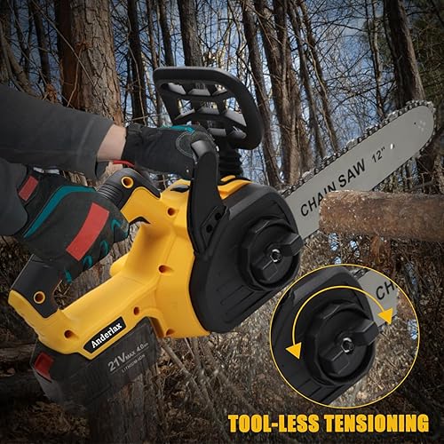 Miniatura 7 de Motosierra inalámbrica de 12 pulgadas para batería Dewalt de 20 V MAX, barra guía de 12 pulgadas y cadenas para corte de madera, poda de árboles