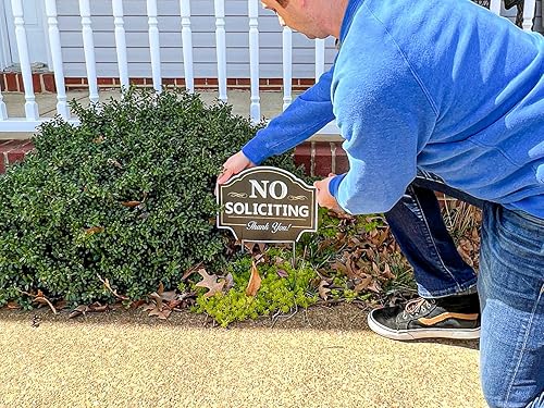 Miniatura 5 de Signs Authority Letrero de No Soliciting para casa – Coroplasto duradero de 11.5 x 9 pulgadas con estaca en H de metal – No Solicitors Sign para