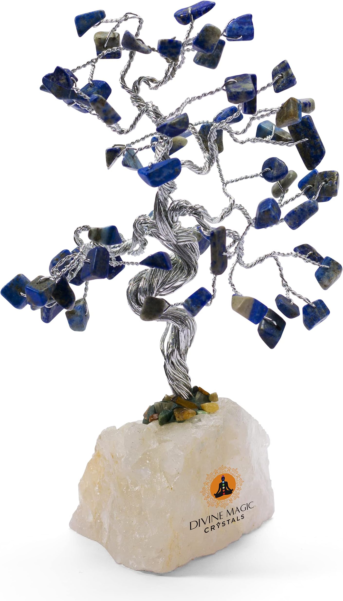 Divine Magic Lapis Lazuli Healing Stone Tree Positive Energy Office Decor Spiritual Items Gifts for Throat Chakra feng Shui Crystal Handmade Gemstone Tree