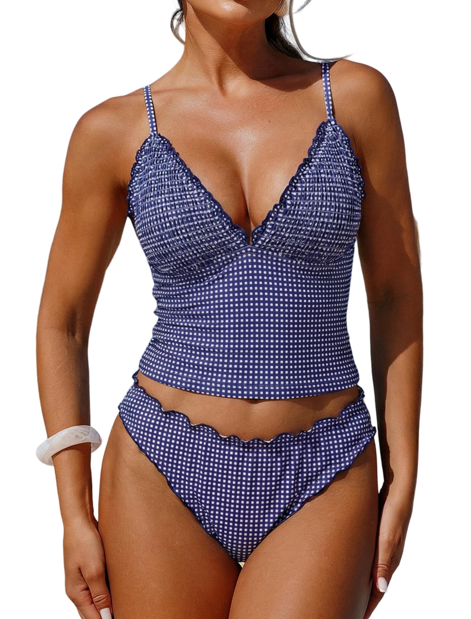 Women's High Cut Bikini Sets Ribbed V-Wire Cami Bikini Two Piece Swimsuit-image-38