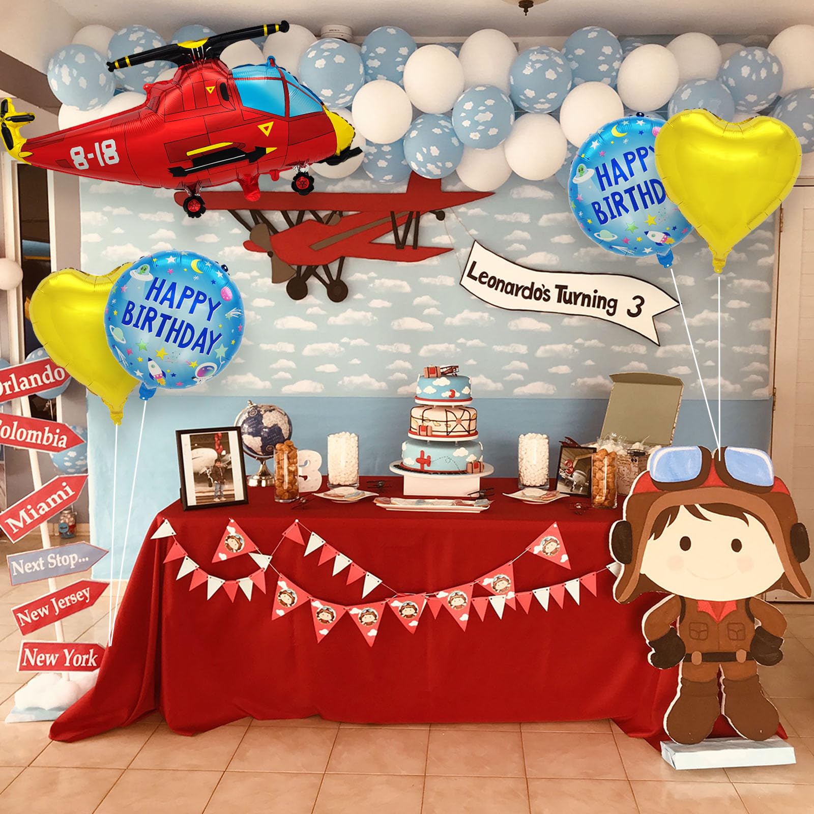 3 Stück Flugzeug-Folienballons – XXL Heliumballons Für Kindergeburtstag & Mottoparty