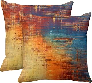 Emvency Throw Pillow Covers Set of 2, 16 x 16 Inch, Abstract Vintage Rust | Painting Orange Outdoor Decorative Square Pillow Cases Couch Cushion Case for Couch Bed Sofa Living Room Home Decor