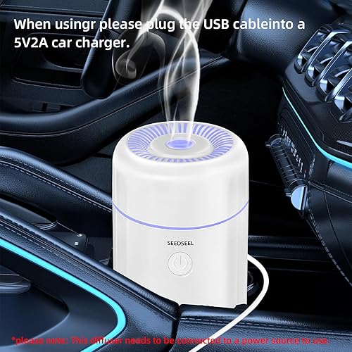 Miniatura 3 de Difusor de aire para automóvil de 100 ml, difusor de aceite esencial de niebla fresca con cambio de color de 7 LED, adecuado para el automóvil