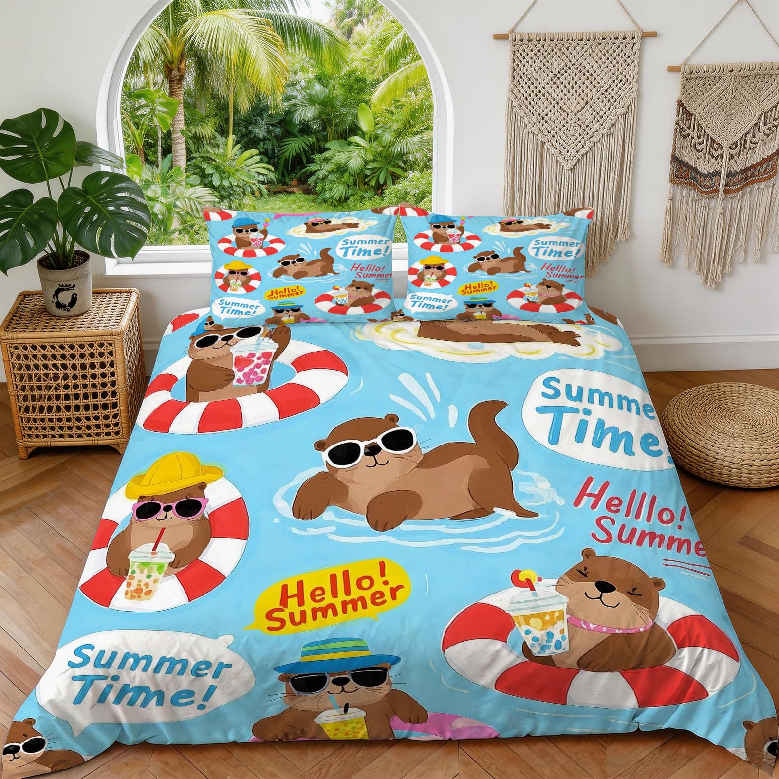 Bettwäsche 155x220 Sommerotter, Winter Weiche Mikrofaser 3D Kind Wendebettwäsche Set, Bettzeug mit 2 Kissenbezug, Bettwäsche Set Für Erwachsene