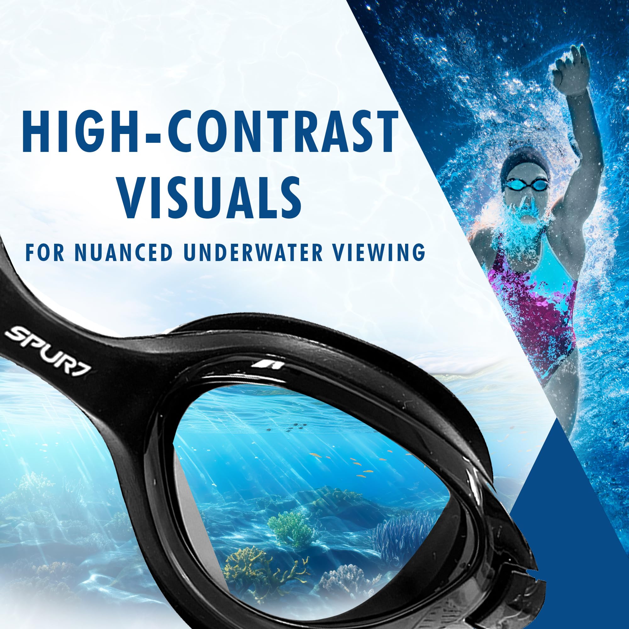 SPURT Zest Black Anti-Fog UV Protected Swim Goggles, Swimming Goggles with Durable Silicone Build with Smoke Lens - Image 3