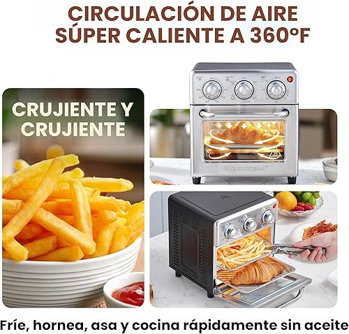 Miniatura 3 de Elite Gourmet EAF0852SS - Horno freidora de aire de 8.5 cuartos de galón, freír al aire, asar, tostar, hornear y asar con controles de convección,
